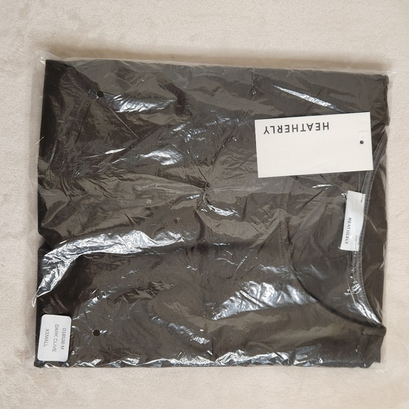 Heatherly Astrid Ruched Dress Dark Olive Green Size XS - Picture 4 of 10